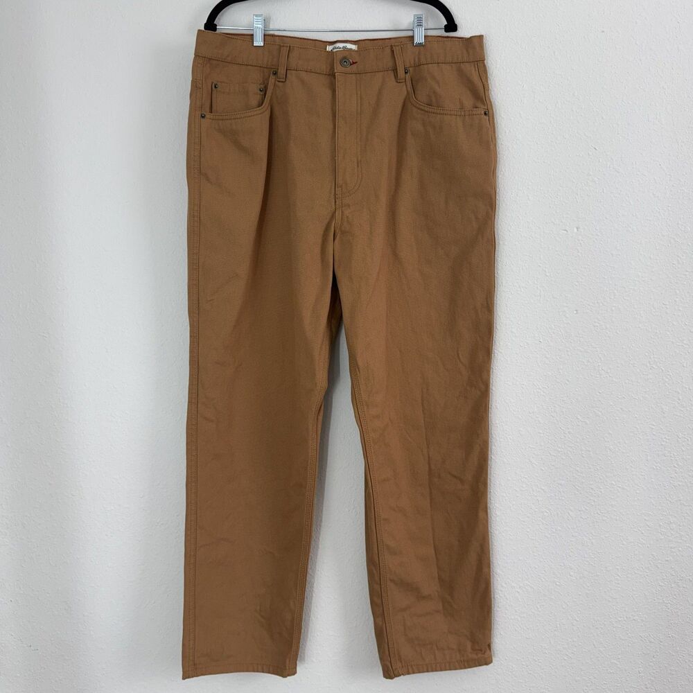 Eddie Bauer Men’s Brown Canvas Pants Size 38x32 Relaxed Straight